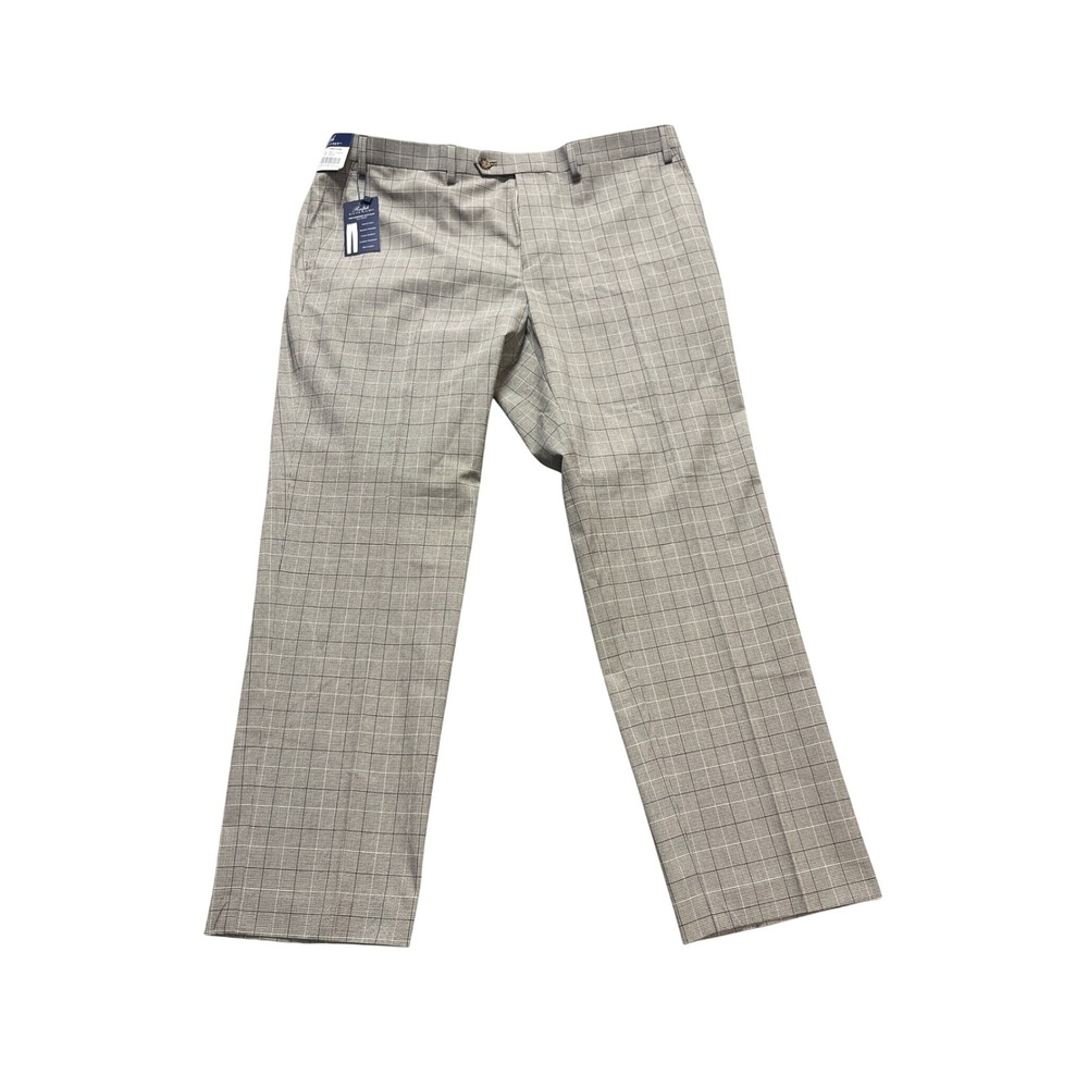 Ralph Lauren Dress Pants Mens 40x30 Grey Plaid NWT Stretch Flat Front Trousers